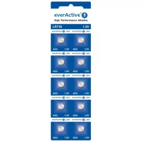   Baterie tip pastilă 1,5 V G-3, AG3, LR41 alcalină EverActive