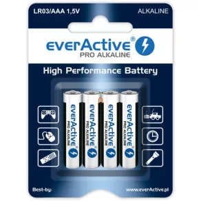 Baterii alcaline EverActive AAA 1,5 V, pachet de 4 (Pro)