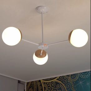   Lampă de tavan cu trei socluri, culoare alb-lemn - Sfera Milagro MLP5432