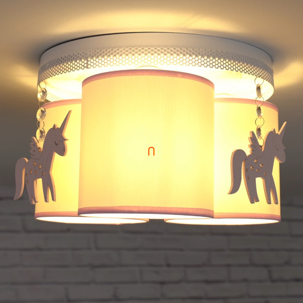 Lampa de tavan pentru copii Unicorn, alb-roz - Uni Milagro MLP6493