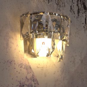   Aplică de perete din cristal cu două prize, cromată (Chelsea)