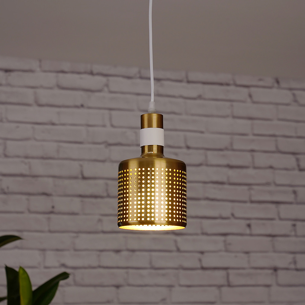 Lampa suspendată în culoare aurie cu margine albă - Bellis GTV OS-BELL2-04-DEC