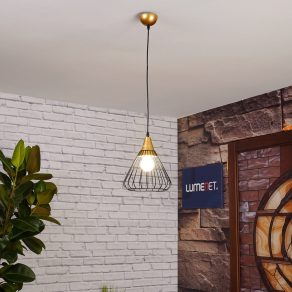   Lampă suspendată din plasă neagră și aurie - Tess GTV OS-TESS-11-DEC