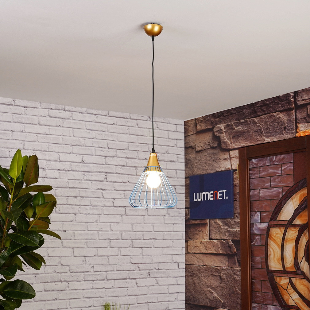 Lampa suspendată albastră, 24 cm, cu grilaj - Tess GTV OS-TESS-25-DEC