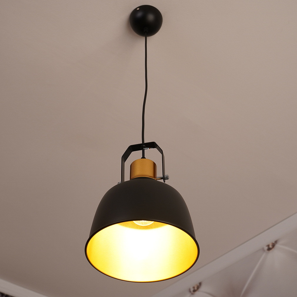 Lampa suspendată tip loft în culori auriu-negru - GTV OS-MON-11-DEC