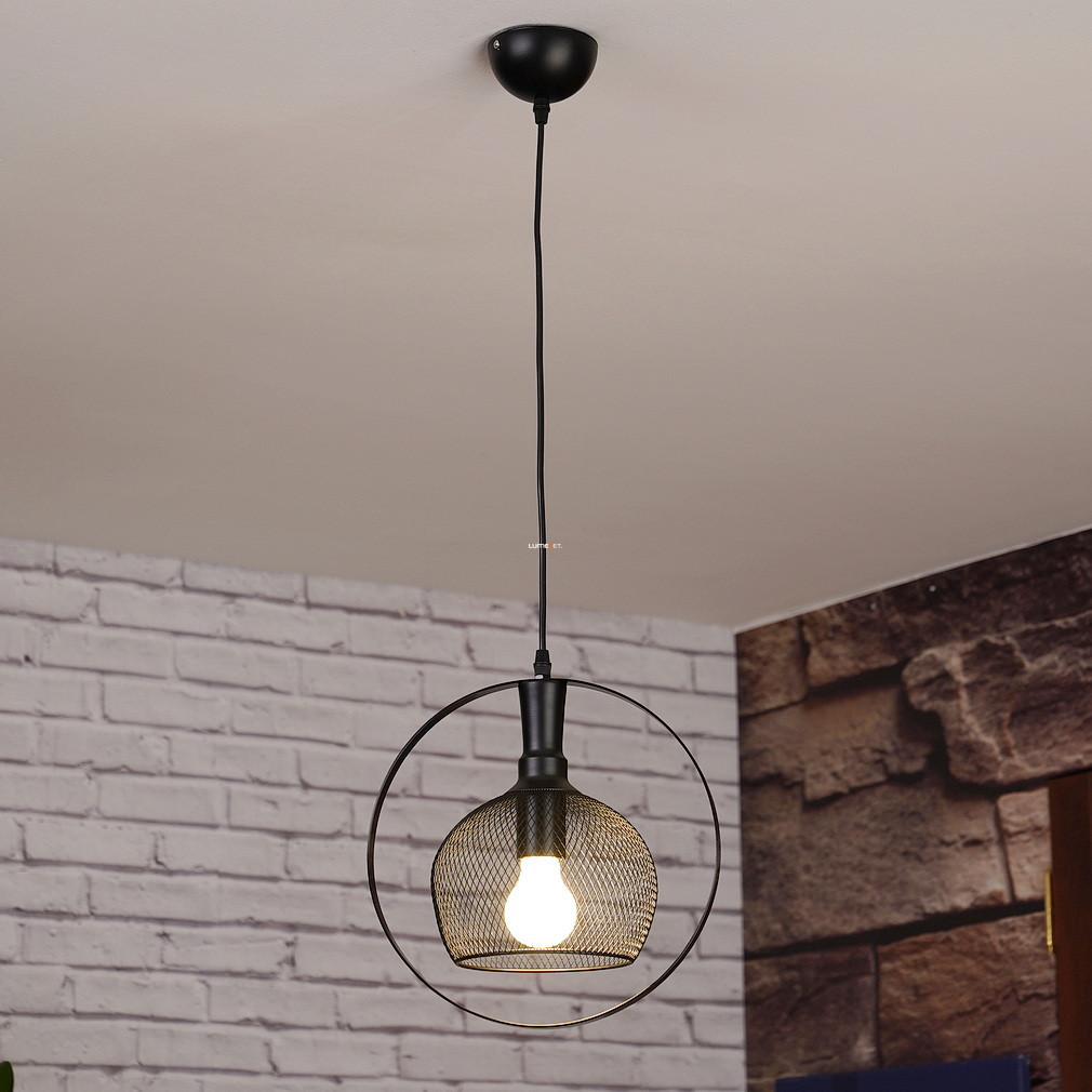 Lampa suspendată Necc, culoare neagră, cu ramă - Xalis GTV OS-XAL1-10-DEC