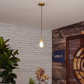   Lampă suspendată din sticlă, culoare auriu, 18 cm - Giglas GTV OS-GIG2-40-DEC