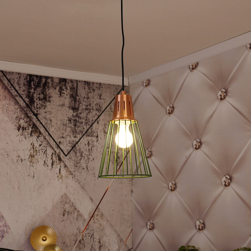 Lampa suspendată verde, cu grilaj - Kaliope GTV OS-KAL-E27-26-DEC