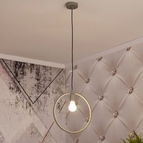   Lampă suspendată circulară gri, 31 cm - Fija GTV OS-FI-E27-15-DEC