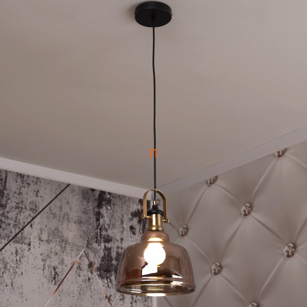 Lampa suspendată din lemn de stejar, loft, sticlă - Muscari 2 GTV OS-MUSC2-II-43-DEC