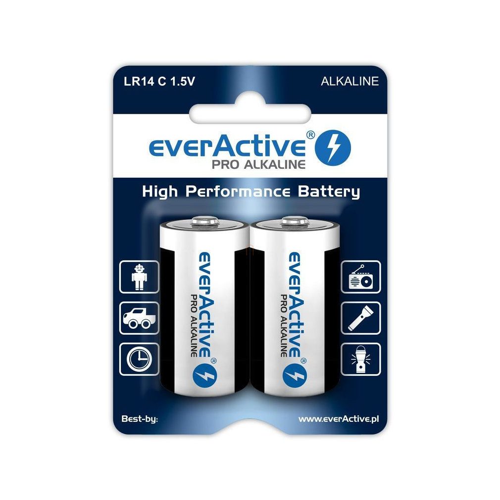 Baterie Elem baby R14 1,5V în blister EverActive Pro Alkaline 2 buc./bl