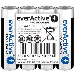 Baterii alcaline EverActive AA 1,5 V, pachet de 4 (Pro)