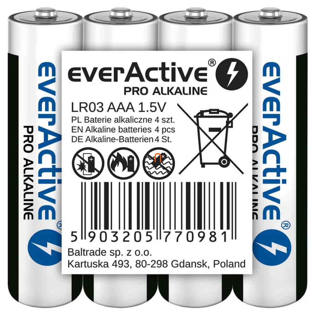 EverActive baterii alcaline AAA 1,5V 4 bucăți (Pro)