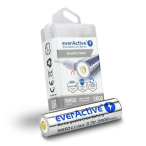   Cablu încărcător baterie Li-ion Everactive 3,7 V 2600 mAh încărcare USB tip C (18650)