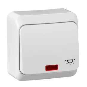   Schneider Electric Prima (IP 20) - WDE001016 - Comutator unipolar cu buton, cu indicator luminos, 10 A, alb