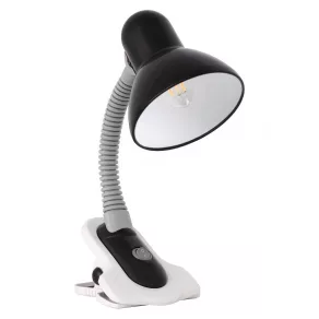   Lampă de birou neagră, 19 cm - Suzi Kanlux 7151 - cu prindere prin clemă pentru masă și raft, cu 1 soclu E27