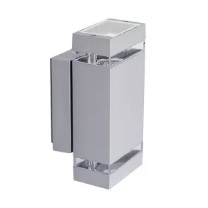   Lampă de perete pentru exterior cu lumină de orientare în sus/jos, dreptunghiulară, gri - Zew El Kanlux 22442