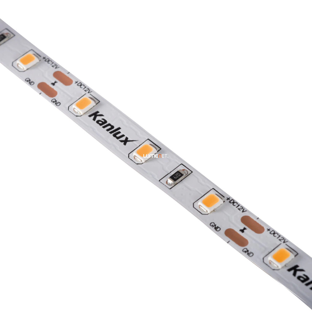 Bandă LED, 60 LED/m, alb cald, 12V, 11W/m, 900lm/m, 5 metri