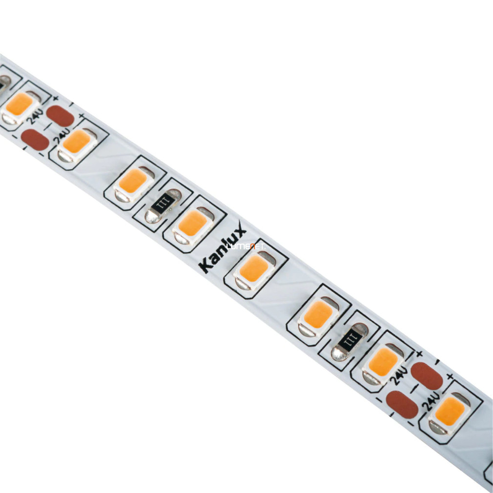 LED szalag, 120 LED/m, melegfehér, 24V, 16W/m, 1760lm/m, 5 méter