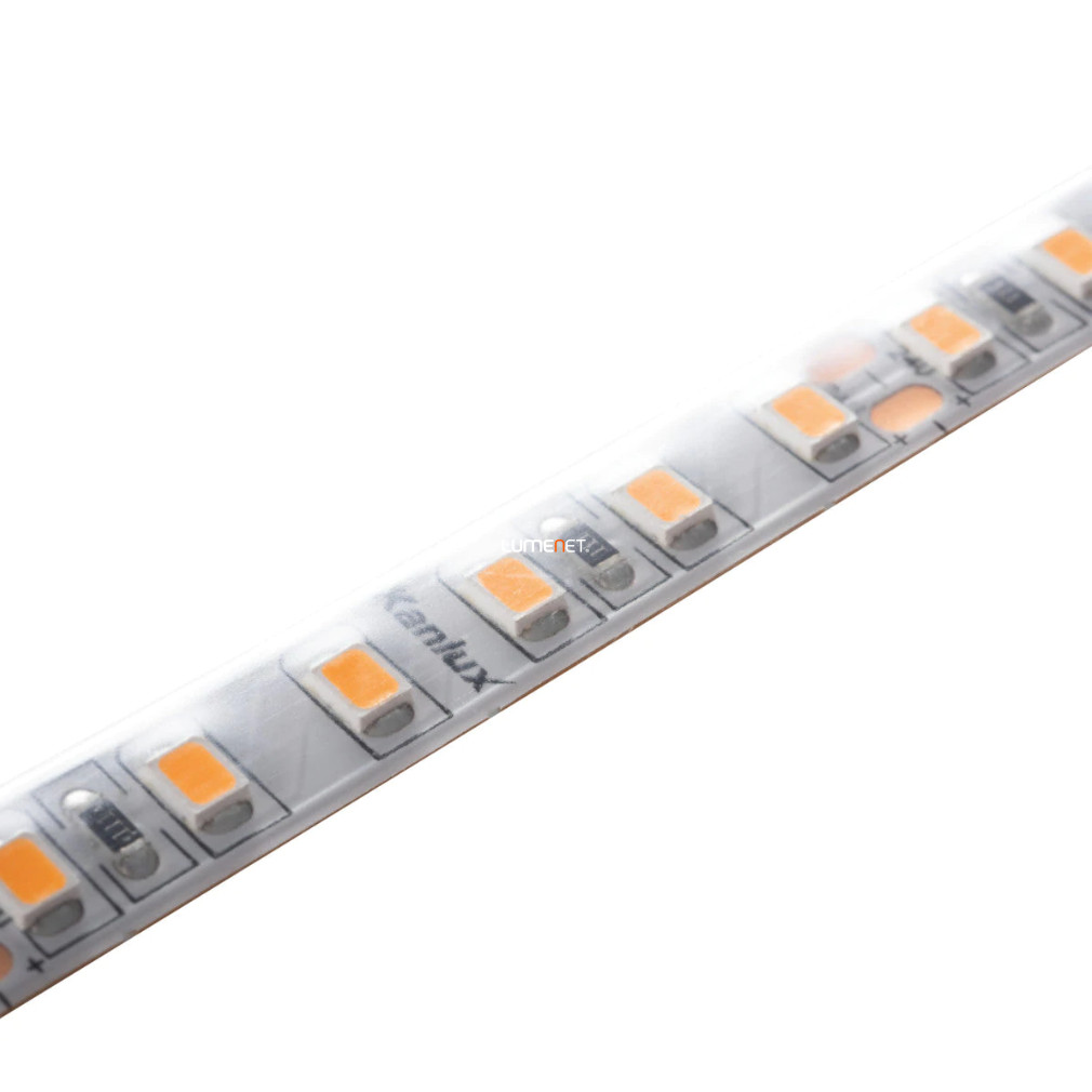 Bandă LED, 120 LED-uri/m, alb cald, 24V, 16W/m, 1600lm/m, 5 metri, IP65