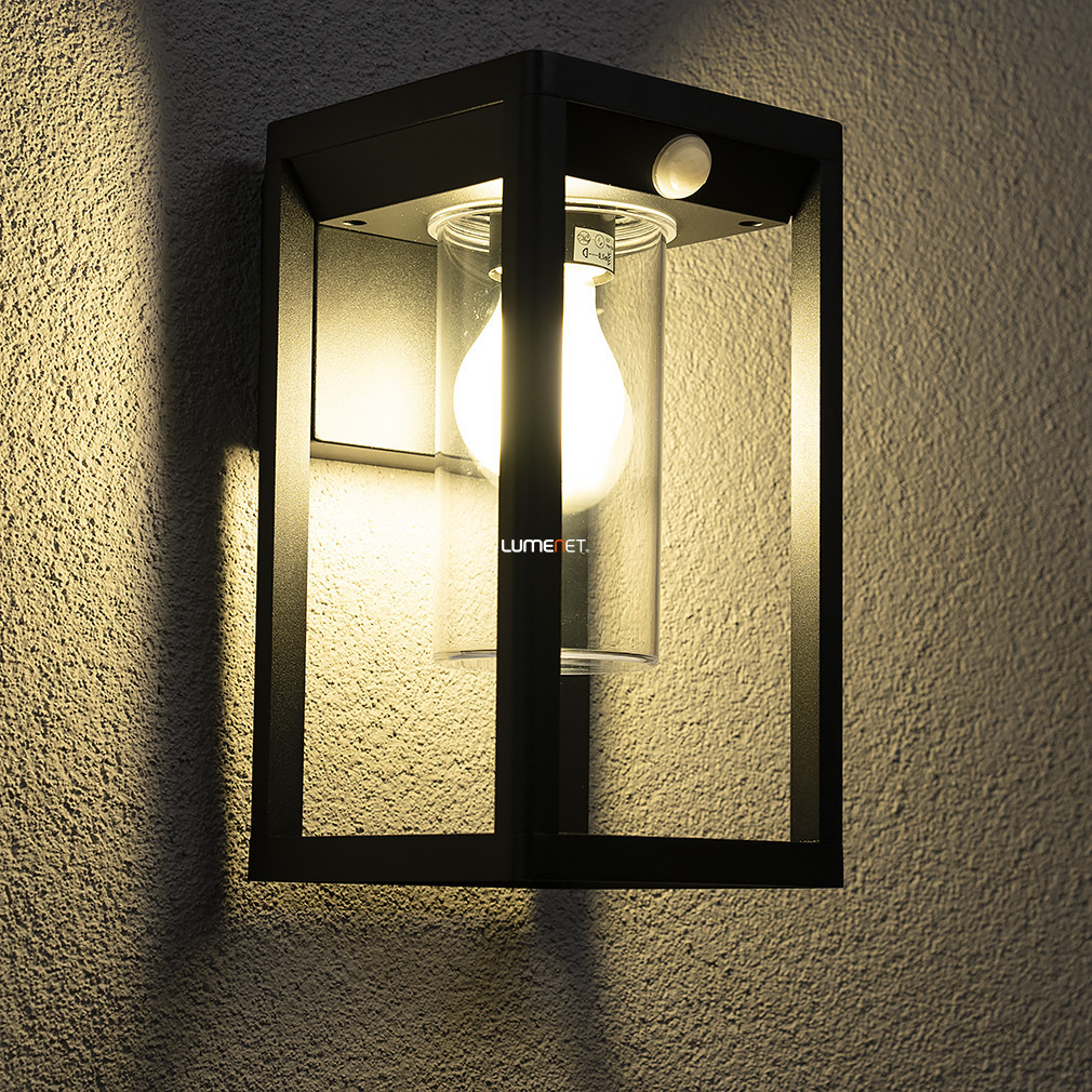 Lampa de perete cu cadru pentru exterior, cu senzor de lumină și mișcare, culoare neagră - Vimo Kanlux 34982