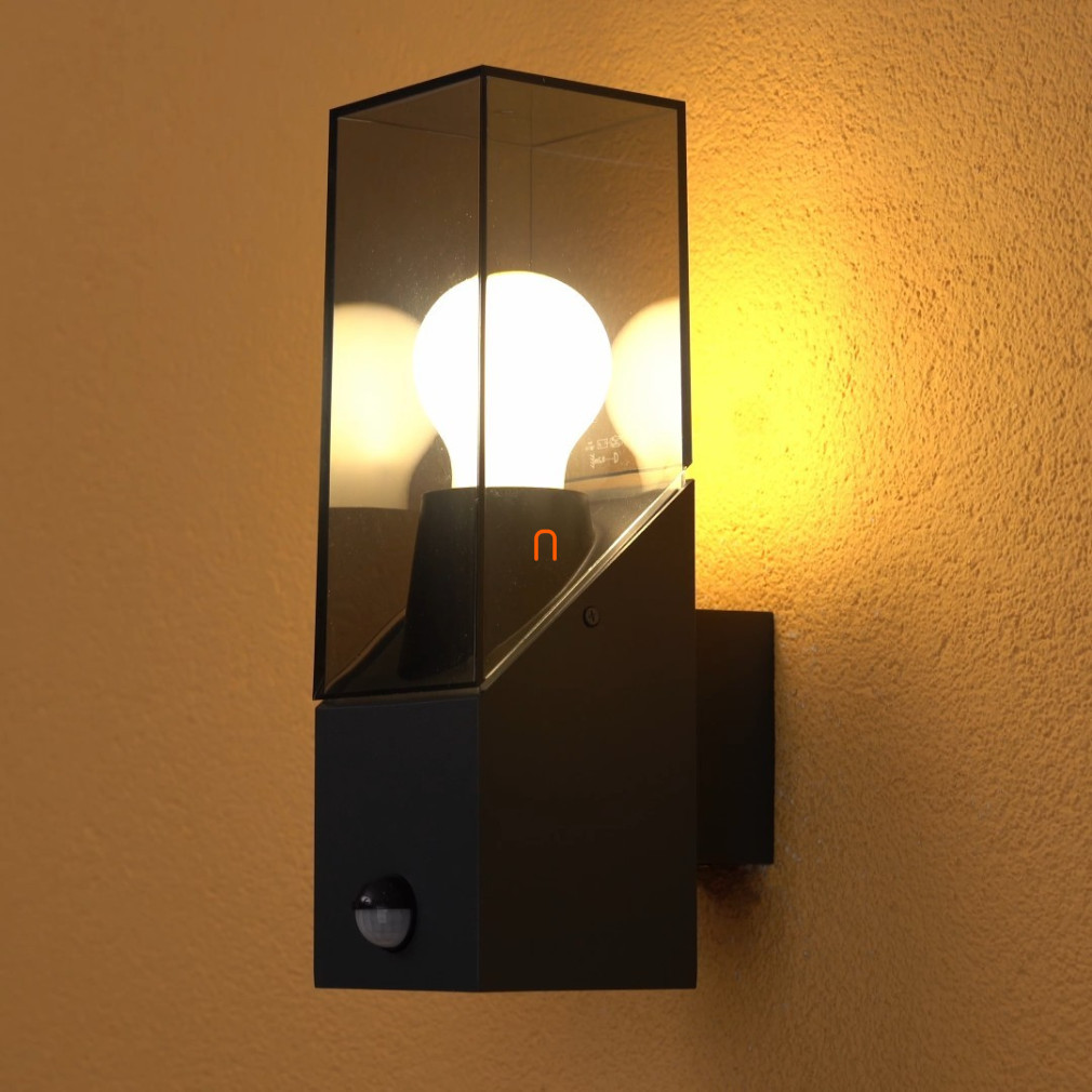 Lampă de exterior cu senzor de mișcare, 28 cm, negru, cu 1xE27 soclu - Laven Kanlux 36547