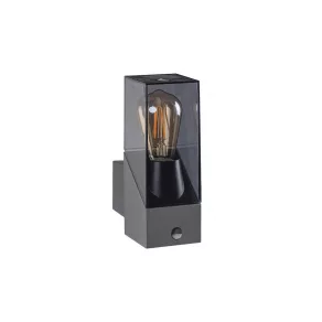   Lampă de perete pentru exterior cu senzor de mișcare, 28 cm, negru, cu 1 soclu E27 - Laven Kanlux 36547