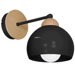   Aplică de perete în pachet plat, lemn negru, cu soclu 1xE27 (Dama Black)
