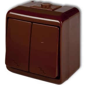 Întrerupător dublu pentru exterior, maro