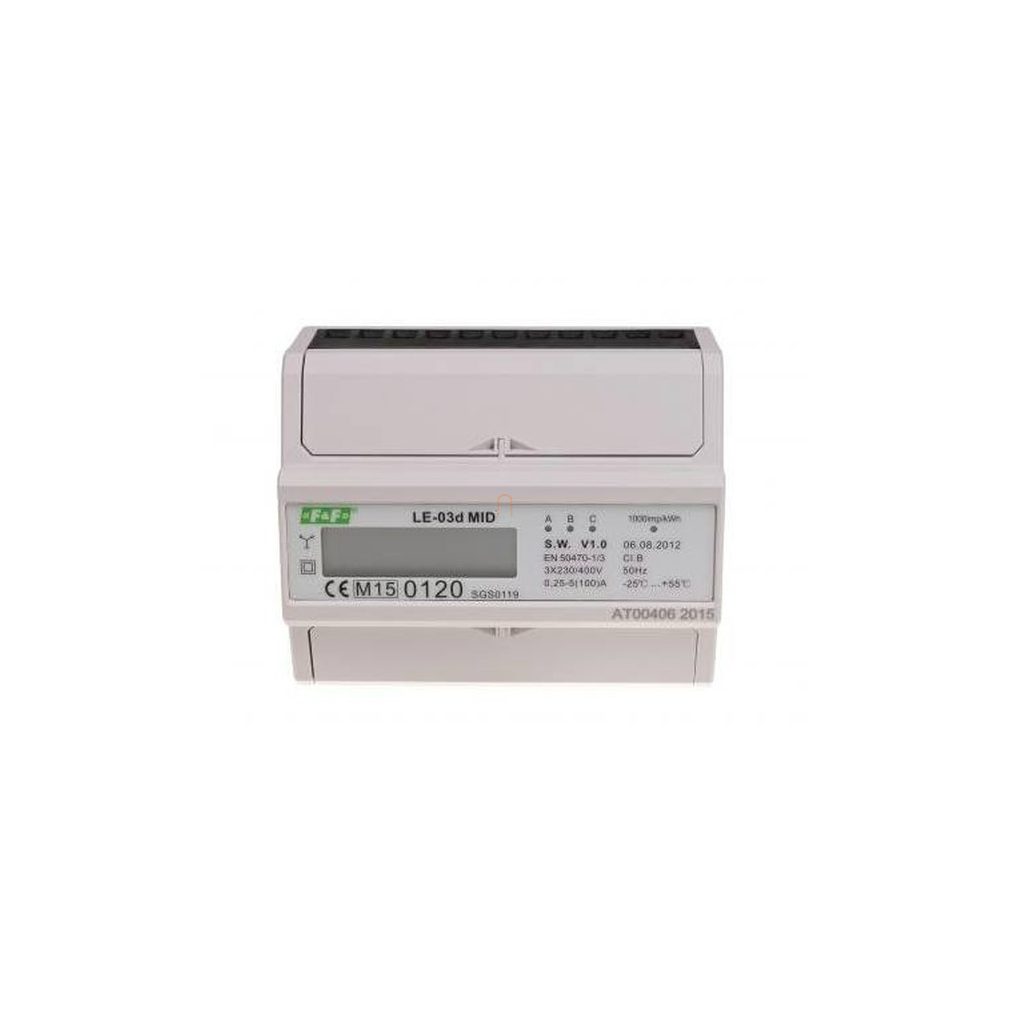 Contor de consum 3F 100A digital, certificat MID, pentru șină DIN, 7 module F&F LE-03d