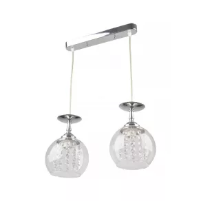   Lampă suspendată cu ornamente din cristal, cu 2 socluri E27 - Glass Klausen LY-3316