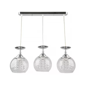   Lampă suspendată cu ornamente din cristal, cu 3 socluri E27 - Glass Klausen LY-3317