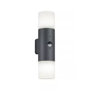   Lampă de perete pentru exterior, cu aprindere/stingere automată și senzor de mișcare, culoare antracit, cu 2 socluri E27 - Ascot Klausen KL132001