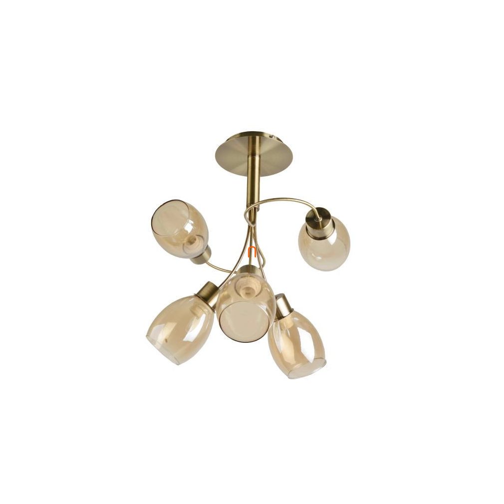 Lampa de tavan în culoarea chihlimbar, cu 5 brațe - Ambry Klausen LY-3495