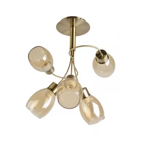   Lampă de tavan de culoare chihlimbar, cu 5 brațe și 5 socluri E14 - Ambry Klausen LY-3495