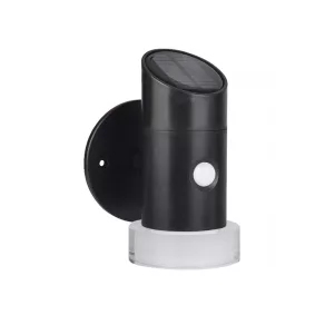   Lampă LED solară de exterior pentru perete, 1W, 90lm, 6500K, cu senzor de mișcare, negru IP44 - Klausen Shiny KL190000