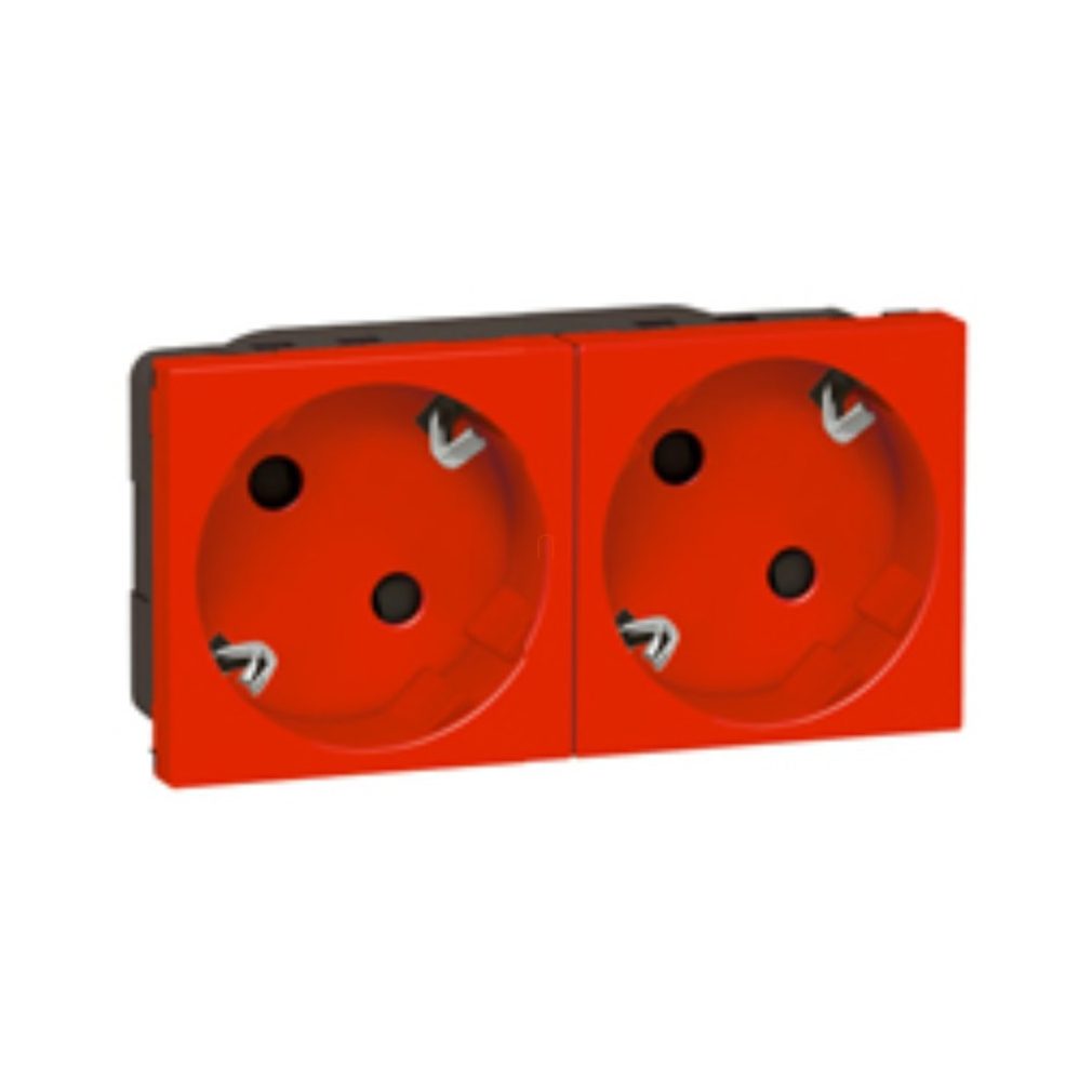 Legrand 077281 Mosaic 2x2P+F priză cu blocare, cu șină, cu arc, roșie