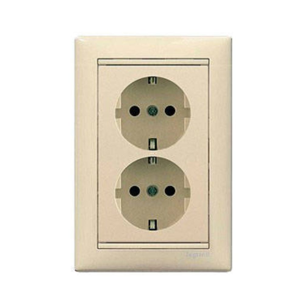 Legrand Valena 2x2P+F priză (GYV) cu grilaj de siguranță, culoare fil de fil (774371)