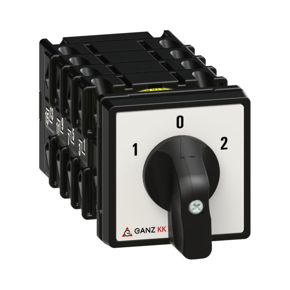 Comutator Ganz cu poziție 0, comutator manual cu mâner 20 A, inscripție 1-0-2, IP44, 4P (KK0-20-6432)