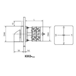   Ganz KK0-20-9519 Comutator manual cu mâner, 20 A, 1 ampermetru, 3 transformatoare de curent, IP44