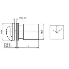   Ganz KK3-115-6008 Comutator de motor, comutator manual cu mâner 115 A, comutator de sens IP44