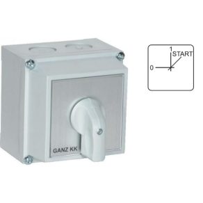   Comutator motor reversibil Ganz, comutator manual închis 20A, cu o fază și fază auxiliară pentru o direcție de rotație IP65 (KKM0-20-0493)