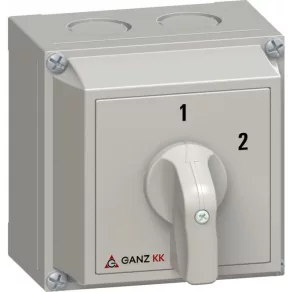   Ganz KKM0-20-6003 Comutator fără poziție 0, comutator manual în carcasă, 20 A, inscripție 1-2, IP65, 2P