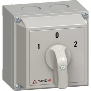   Ganz KKM0-20-6005 Comutator cu 0 poziții, comutator manual în carcasă, 20 A, inscripție 1-0-2, IP65, 2P