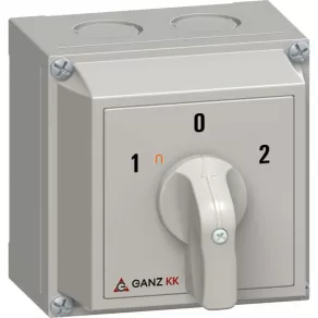   Comutator Ganz cu poziția 0, comutator manual în carcasă, 20 A, inscripție 1-0-2, IP65, 1P, KKM0-20-6426