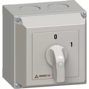   Ganz KKM0-20-6001 M1 întrerupător ON-OFF, întrerupător manual în carcasă, 20 A, IP65, 2P, montat în carcasă KK1