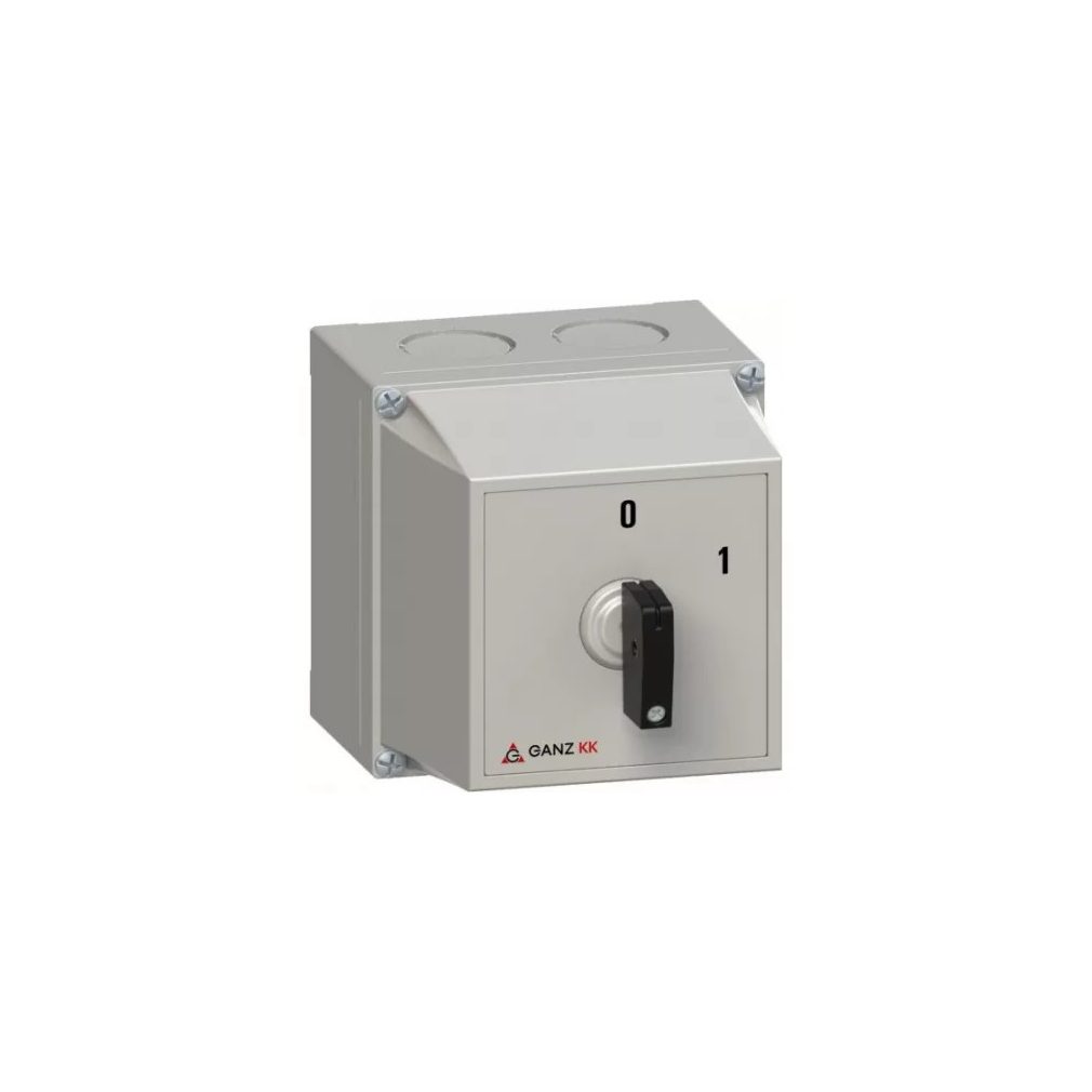Comutator Ganz M1 BE-KI, cu carcasă, acționare manuală cu cheie 20A, IP42, 3P, încorporat în carcasă KK1 (KKMZ0-20-6002)