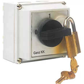   Ganz KKML1-32-6129 Comutator cu 0 poziții, în carcasă, comutator manual cu blocare, 32 A, inscripție 1-0-2, IP65, 4P