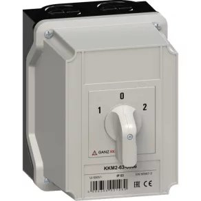   Ganz KKM2-63-6006 Comutator cu 0 poziții, comutator manual în carcasă, 63 A, inscripție 1-0-2, IP65, 3P