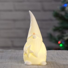Elf de Crăciun din ceramică iluminat cu stea, 14,4 cm